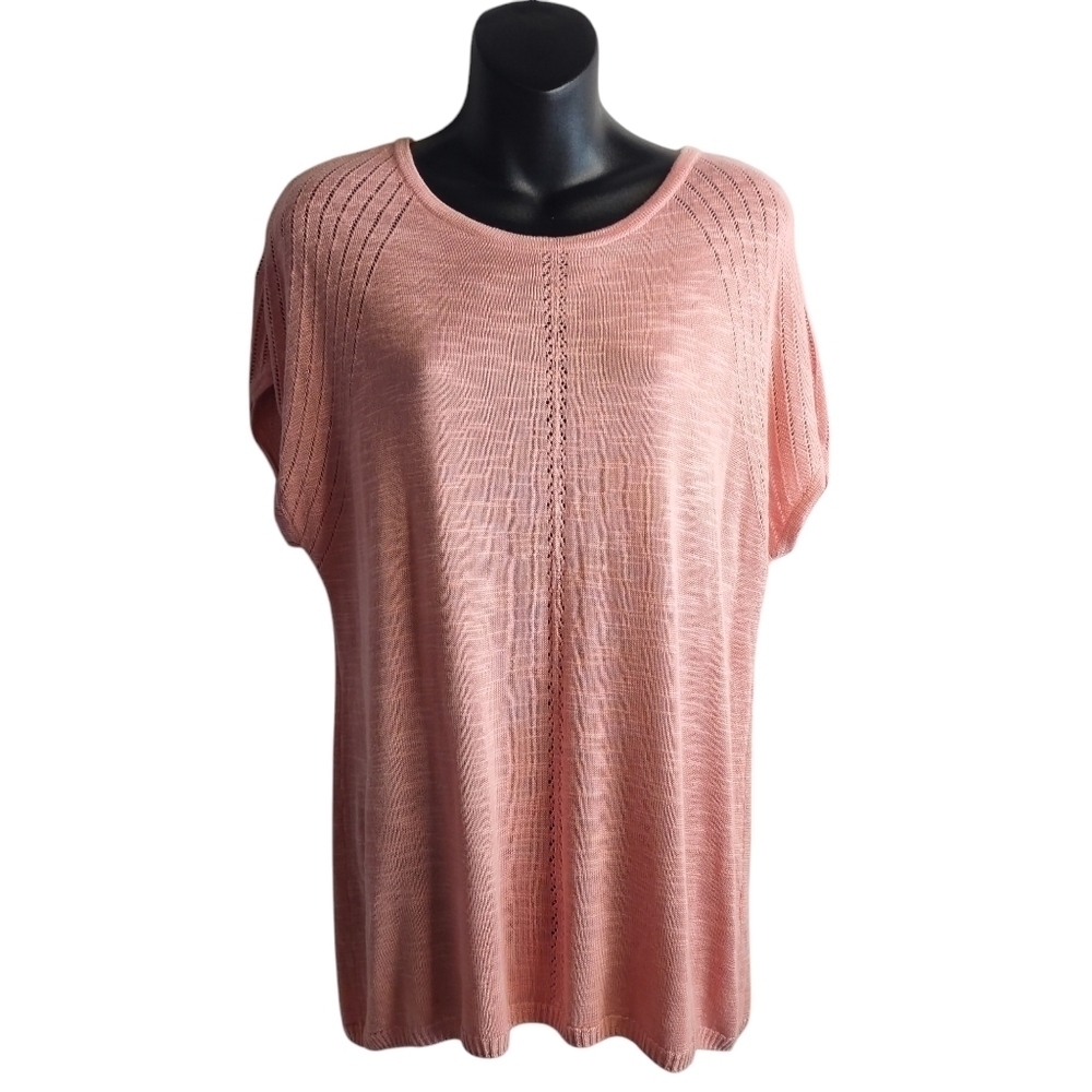 Liz Claiborne Women's Pink Thin Knit Cap Sleeve Top Sweater Size Medium